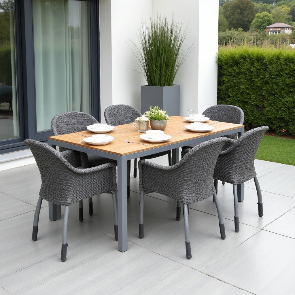 Set de mobilier exterior rezistent la intemperii pe o terasă