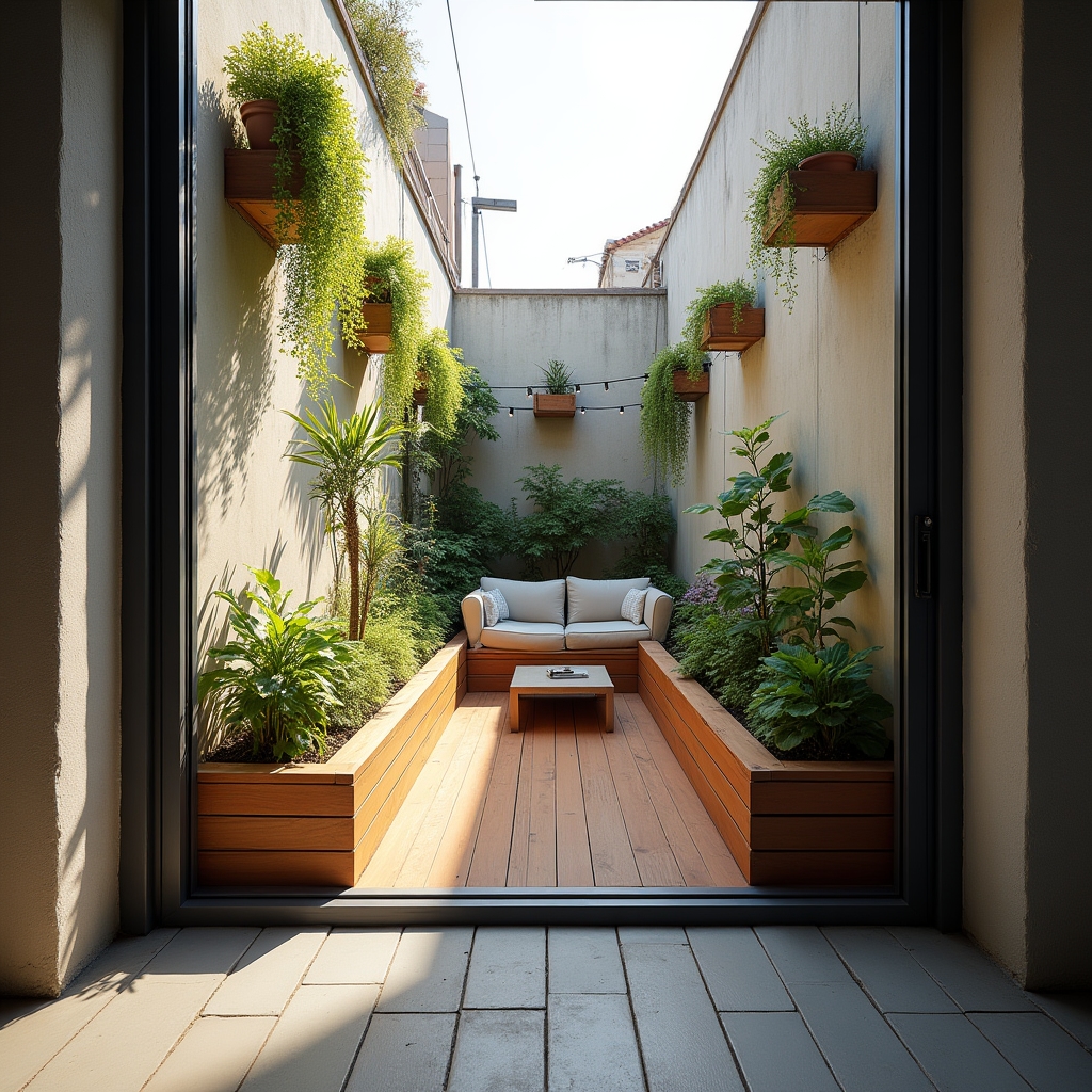 Terasă la demisol cu deck composite și mobilier